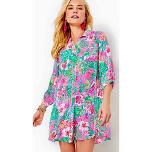 Lilly Pulitzer Natalie Shirtdress CoverUp Journey To The Jungle Size XS NWOT